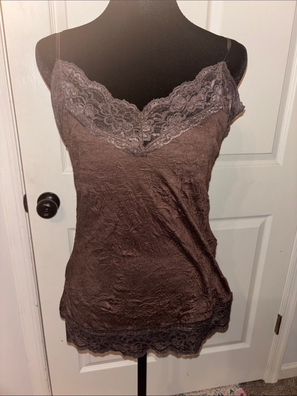 Brown Lace Tank Cami Medium